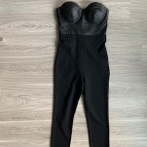 Sexy Bebe Leatherette Bustier Jumpsuit